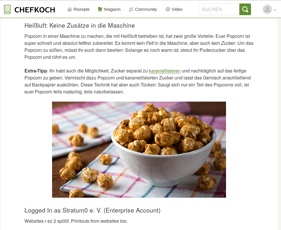 Screenshot von "Popcornmaschine: Popcorn wie im Kino" von Helena Pivovar.Hinweis: es handelt sich nicht um die gleichnamige Streaming-Technologie.